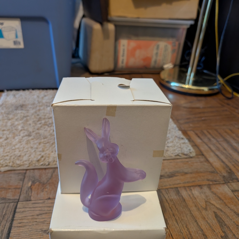 Purple Glass Kangaroo Figurine